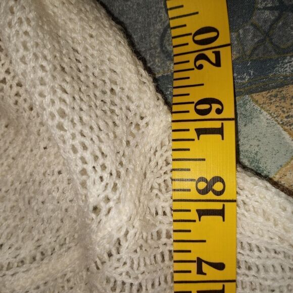 Unionbay L White Ramie Acrylic Sheer Knit Cable Lslvs CowlNeck Women's Sweater. - Picture 5 of 8